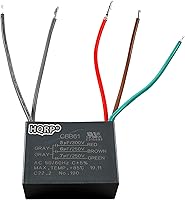 Vista 30 de HQRP Condensador compatible con ventilador de techo Hampton Bay 4uf+5uf+6uf de 5 cables CBB61 con certificación UL