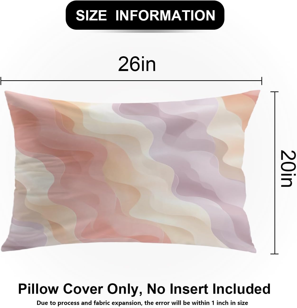 Shrahala Soothing Gentle Hues Pillowcases, Smooth Transitions Dreamy Lumbar Pillow Cover Decorative Blended Double-Sided No Inserts for Bedroom Sofa Living Room Set of 2 (26 x 20 in)