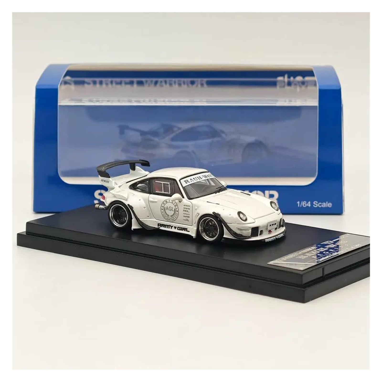 Metallo Scala Replica 1 64 Per Porsche RWB 993 Rauh-Welt AGL Bianco Sport Car Modello Pressofuso Collezione Limitata Auto Giocattoli Hobby Veicoli Giochi Set