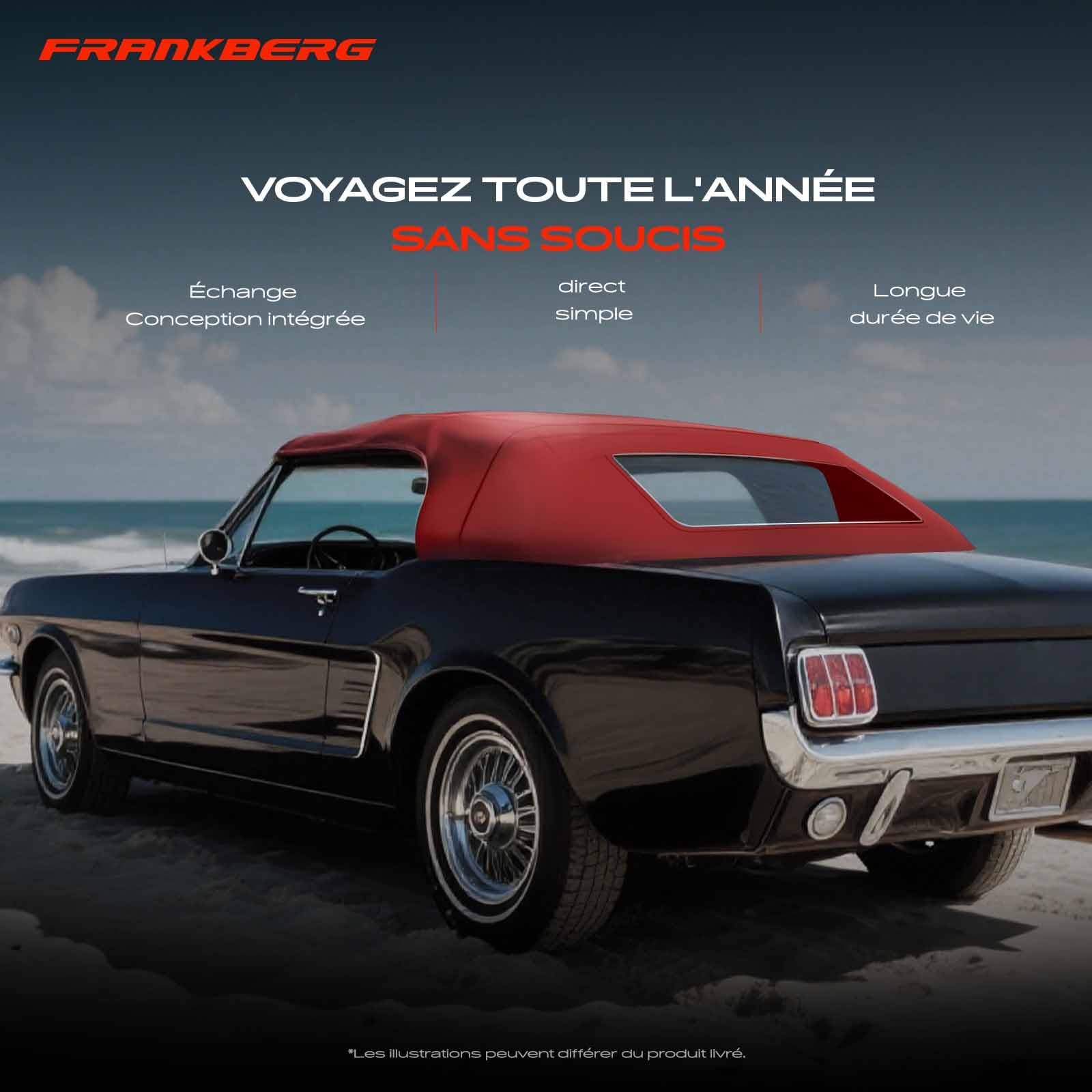 Frankberg Capote de cabriolet Softtop Rouge Compatible avec Barchetta 183 Cabriolet 1.8 16V 1.7L 1995-2005 Remplacer# 0011