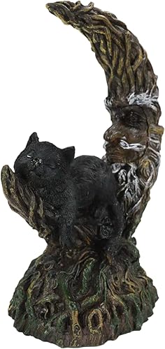 Miniatura 2 de Pacific Giftware Gato negro en la luna con luz LED, decoración gótica coleccionable de poliresina para el hogar, 6.5 pulgadas x 3.93 pulgadas x 8.34