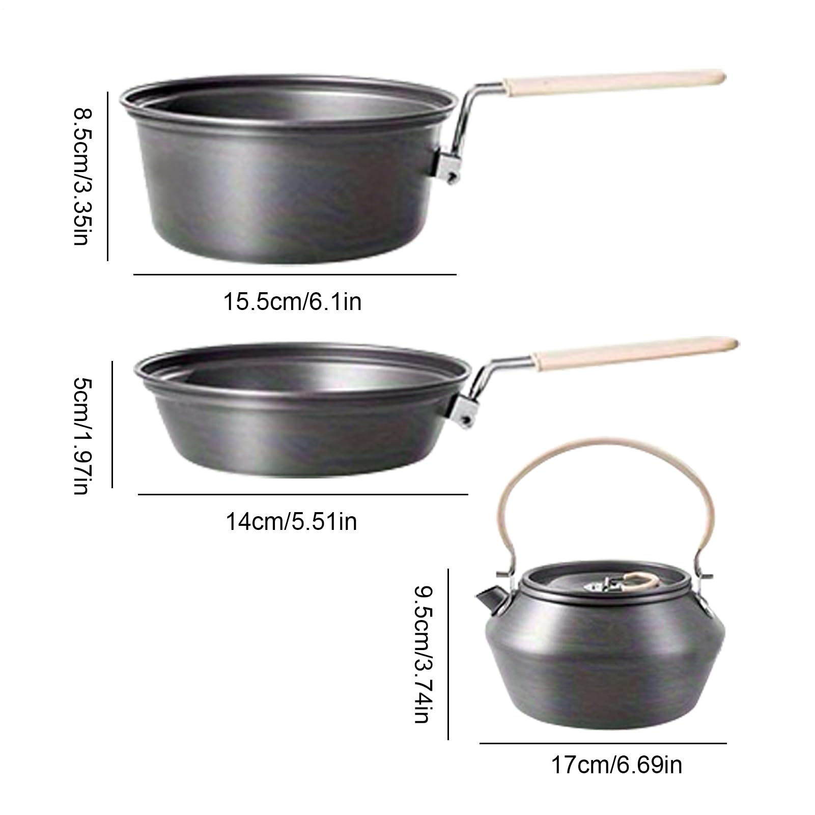Set de Cocina para Camping Ollas Portátiles y Sartén para Freír y Guisar