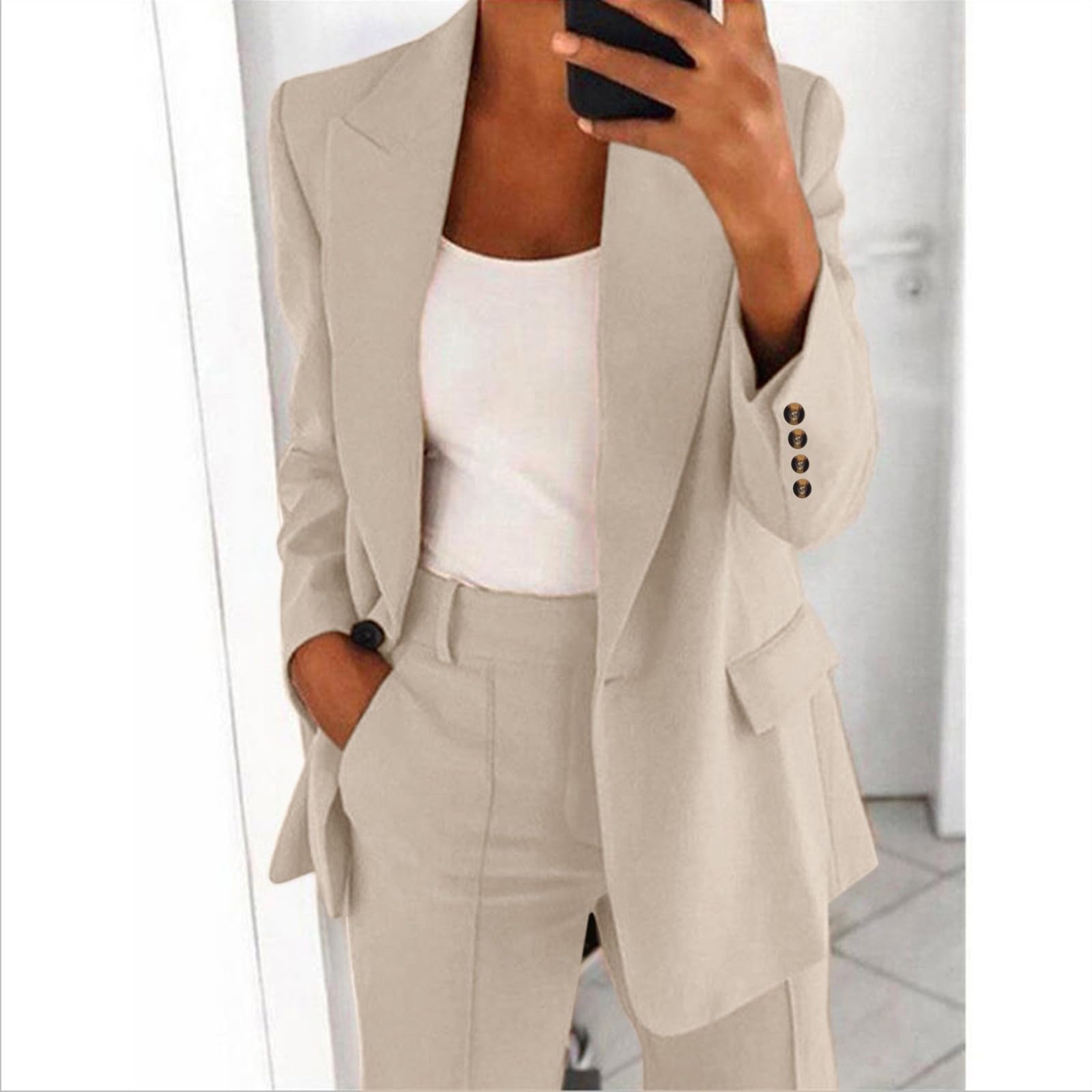 Set di 2 pezzi da donna in cotone con top e pantaloni, set di comfort e relax, pantaloni a vita alta, larghi, per sport, fitness, yoga, palestra, A160