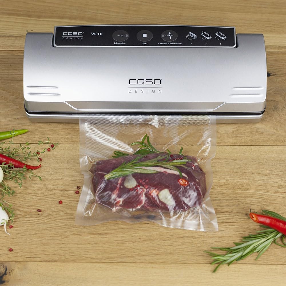 CASO VC 10 - Machine sous vide alimentaire, barre de soudure 30 cm, conserve les aliments jusqu’à 8 fois plus longtemps – coloris argenté