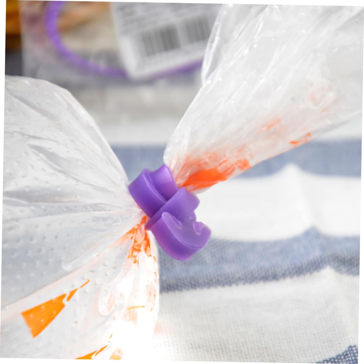 Alipis 144 Piezas sellados Bolsas para Decorar Pasteles Bolsas de Silicona para Decorar Sellado de Bolsas para Pasteles Banda elástica Crema Mangas pasteleras Metro Púrpura