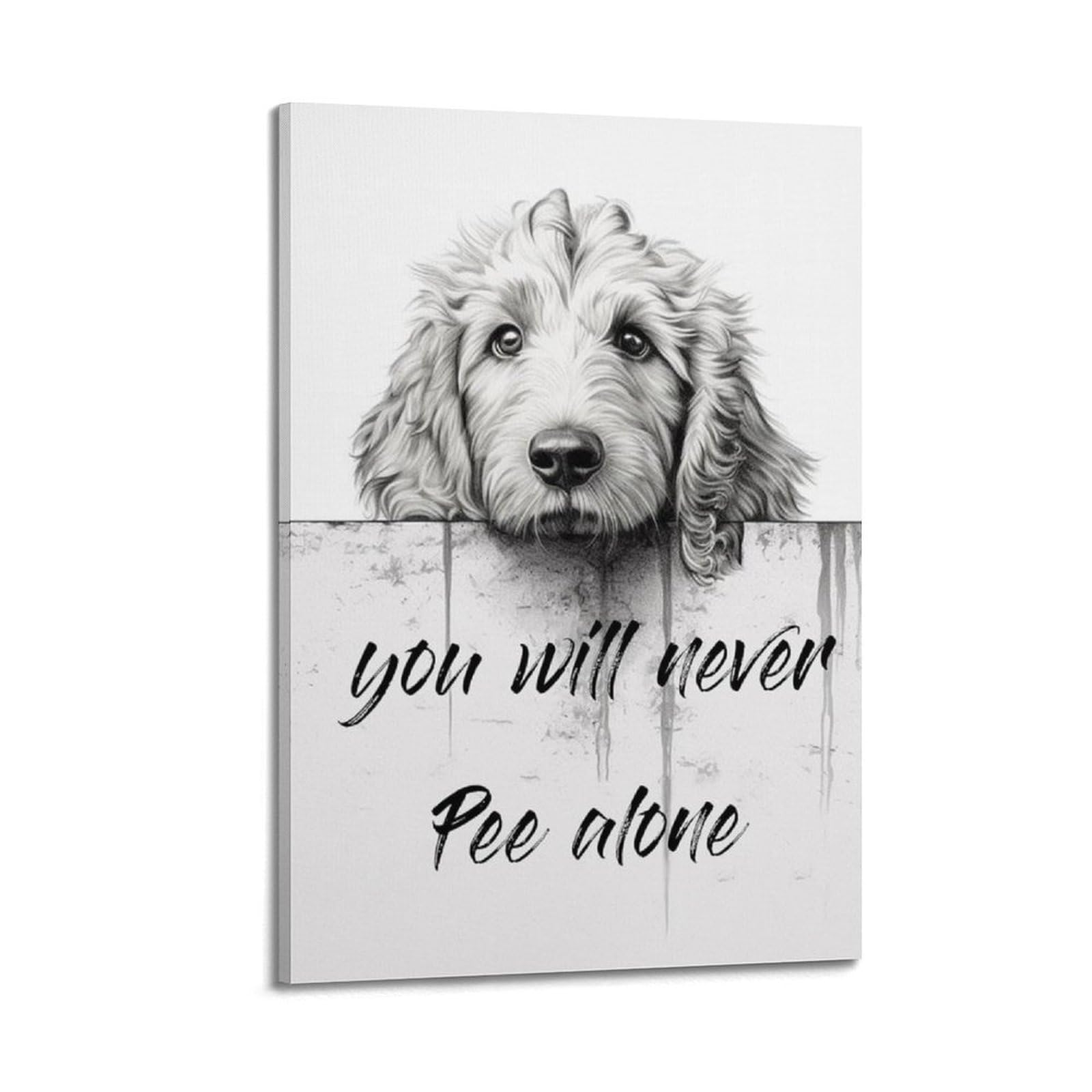 Lvalogy Animal Bathroom Goldendoodle You Will Never Pee Alone Art Poster