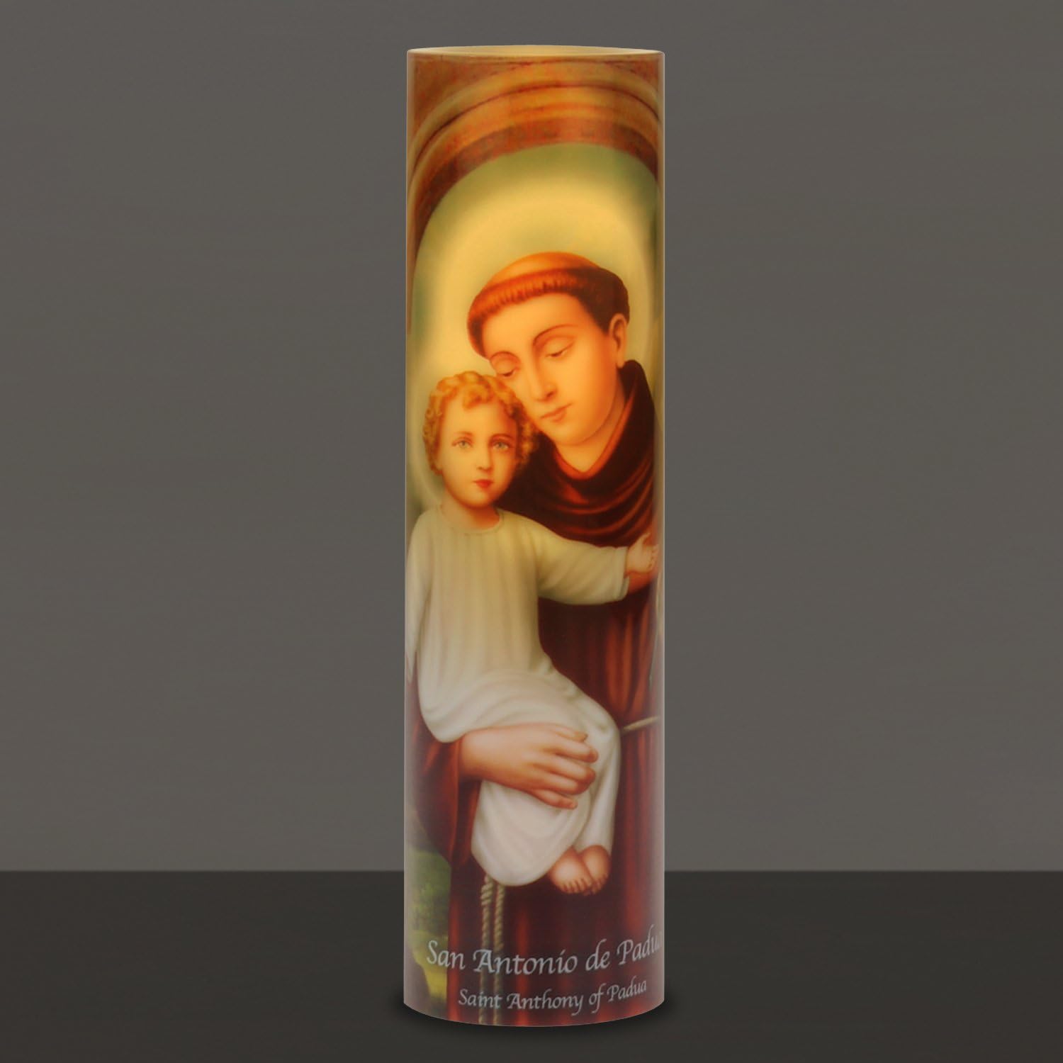 Saints Collection St. Anthony Flickering LED Prayer Candle - English & Spanish Prayers, Unique Religious Decoration for Altar, Mantle or Home - Image 2