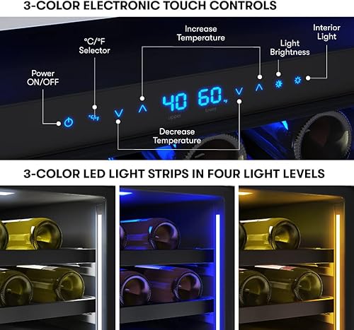 Miniatura 4 de Zephyr Presrv - Refrigerador de vino de 24 pulgadas de doble zona debajo del mostrador mini enfriador de vino para encimera pequeño gabinete
