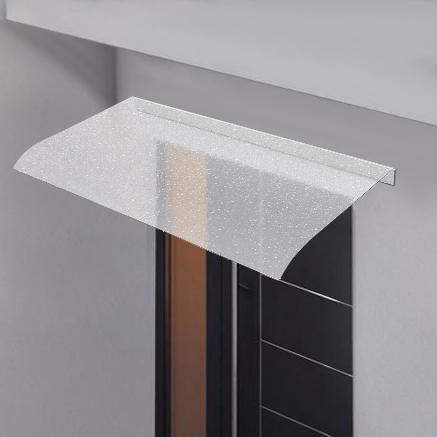 Window Awning Invisible Rain Shelter, Modern Front Door Awning Exterior Withstand -40℉ to 266℉, Polycarbonate Door Canopy for Cafes, Restaurants, Balconies (Frosted, 39.4" Lx19.7 W)