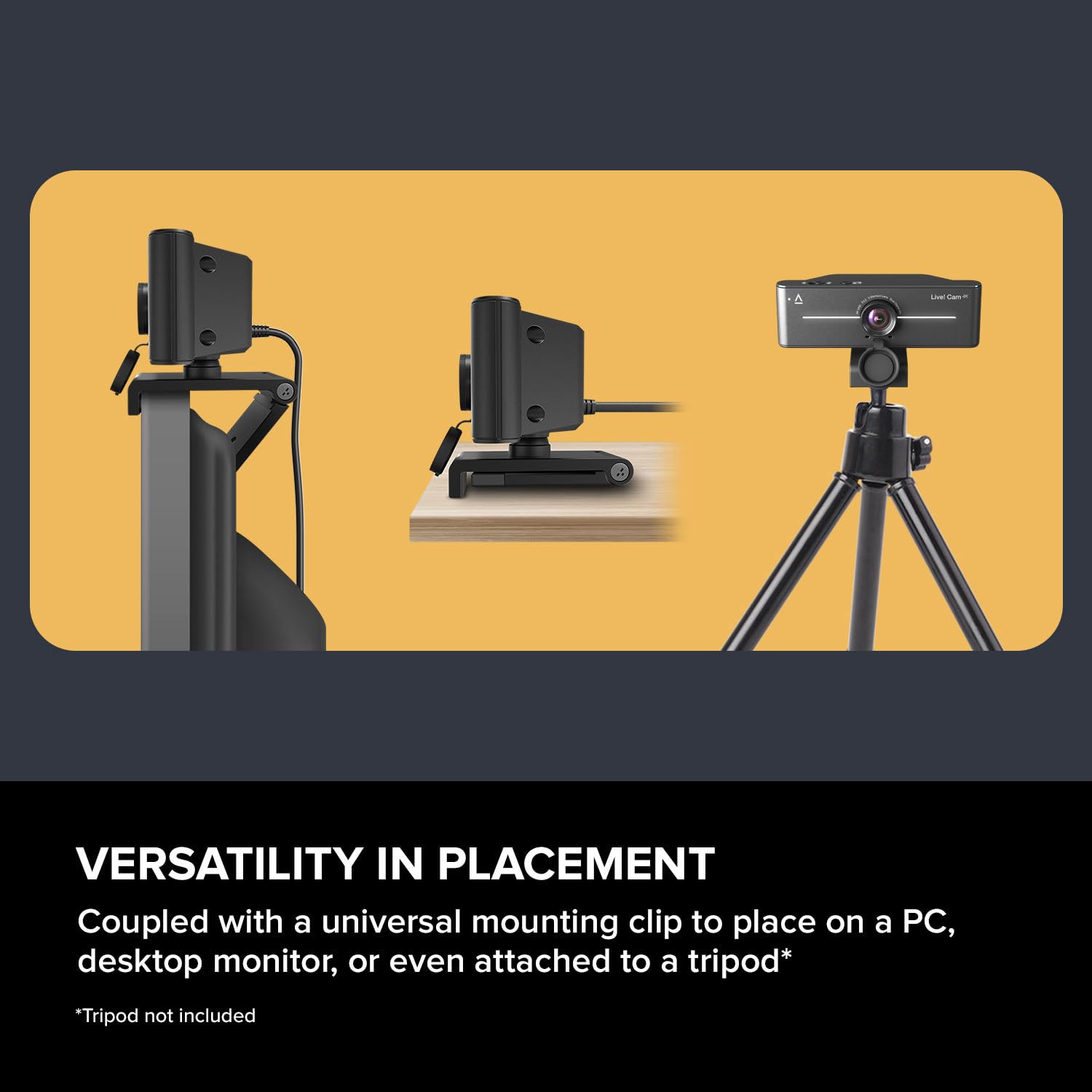 Creative Live! Webcam USB 4K UHD con compensazione della retroilluminazione, fino a 60 fps, obiettivo grandangolare a 95°, obiettivo per la privacy, microfoni incorporati, Plug & Play per PC e Mac