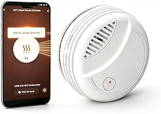 Smart WLAN-Rauchmelder mit App-Photoelektrischer Vernetzbarer Funk-Brandmelder, 10 Jahre Sensor | 85dB Feuermelder | EN 14604 | 360-Grad-Rundumtest | Austauschbare Batterie | Test/Stummschaltungstaste