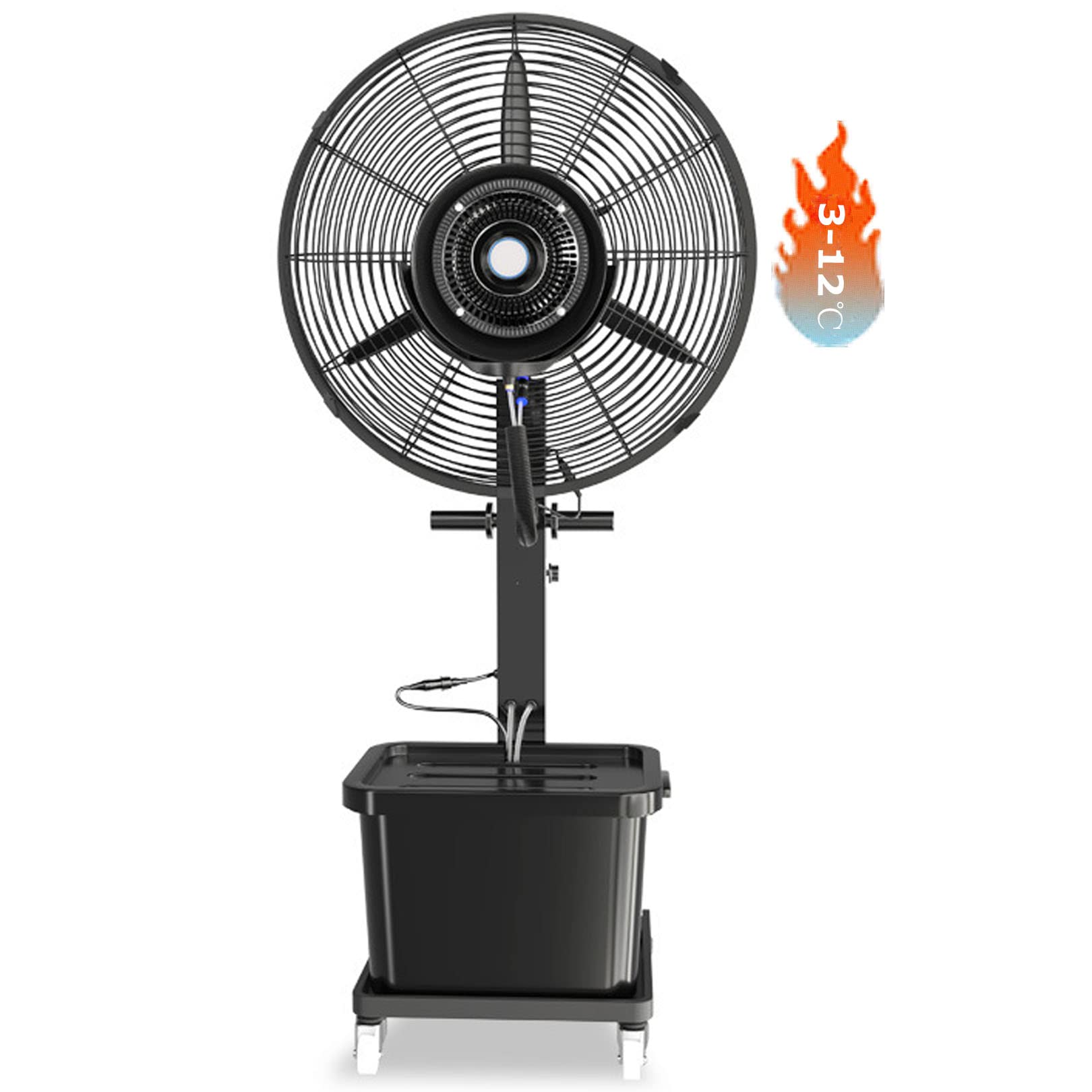 asdchZen 90°Oscillating Pedestal Fan With 3 Speeds & 42L Tank For Restaurant Shop, 650Mm Blade,One Color-Fan blade750mm
