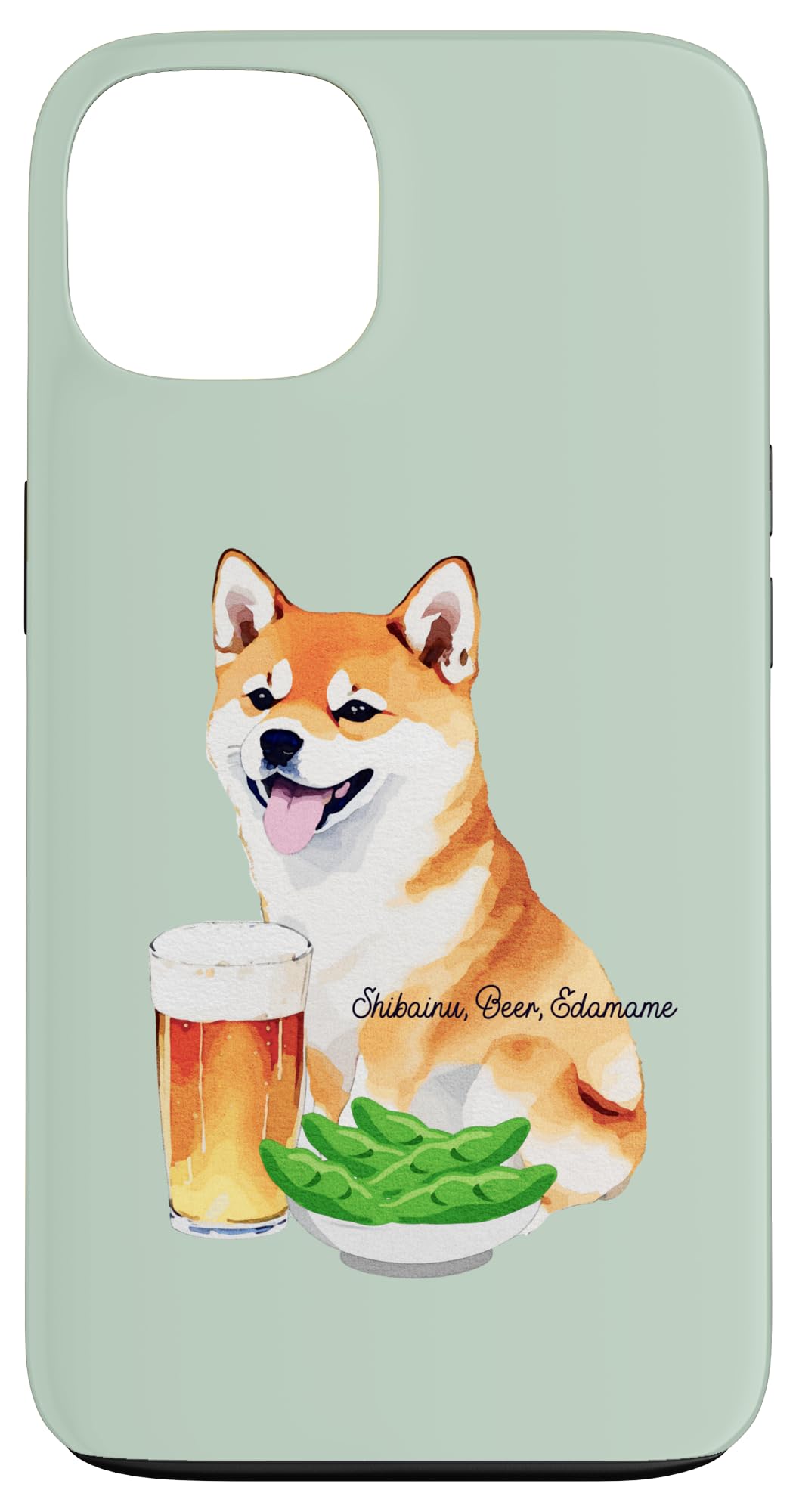 Amazon.co.jp: 柴犬 いぬ しばいぬ ビール 枝豆 イラスト 水彩 手書き