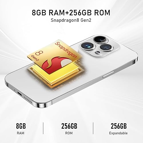 Miniatura 3 de Teléfonos celulares desbloqueados, teléfono inteligente 5G, teléfonos celulares Android 13, Snapdragon 8Gen2 8GB+256GB 6.8" pantalla HD 48MP+108MP