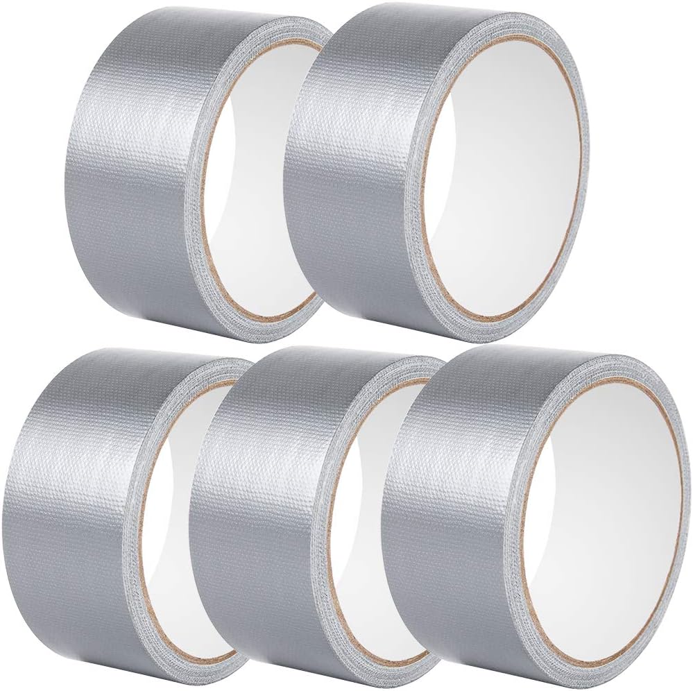 Heavy Duty Silver Duct Tape, Maveek 5 Roll Professional Grade Waterproof Cloth Tape for Emergency Maintenance, DIY Crafts Making, Home Improvement Projects, Car Repairs, 4.8cm x 9.1m(1.88in x 10yards)