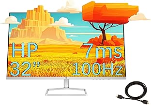 HP Monitor 32" VA Panel, FHD(1920X1080), Anti-Glare Display, 100Hz Refresh Rate, 7 MS Response Time, 2 x HDMI 1.4, 1 x VGA, 16:9 Aspect Ratio, Silver, with HDMI Cable