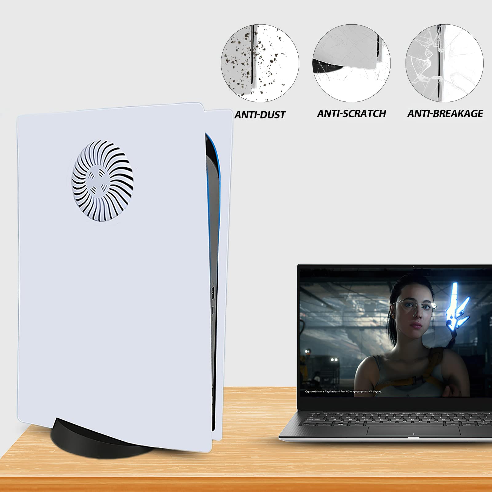 Digital Edition - Mascherina protettiva con prese d'aria di raffreddamento per console PS5, accessori compatibili con PlayStation 5, pannelli protettivi di ricambio (bianco)