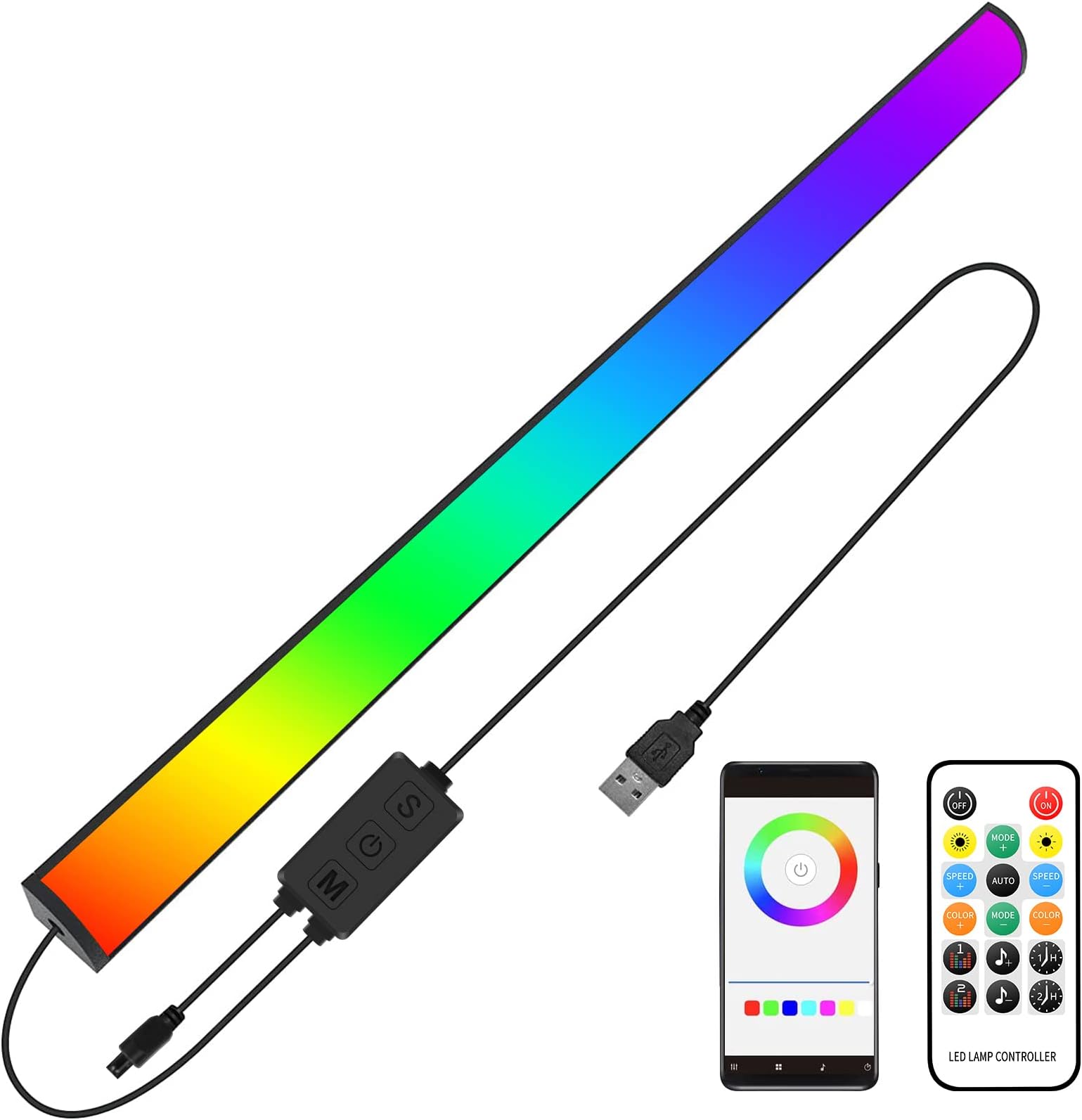 RGB Under Monitor Light Bar Gaming RGB LED Lightbars with Smart APP Bluetooth Remote Control Speed Adjustable Color Changing RGBIC USB Powered Desk Light Bar for PC Game Computer TV