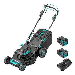 2 * 20V 21 inch Self-Propelled Lawn Mower Cordless, 3-in-1 Brushless Electric Lawn Mower with 6-Position Cutting Height Adjustment, 2 * 8.0Ah Battery & Dual Charger Included - Amazon product rated Grade B