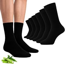 6/12 Pairs Mens Bamboo Socks – Soft, Breathable Crew Socks for Mens – Odour- free & Comfortable Casual Smart Dress Sock Multipack – Suitable for Work and Daily Wear – Black Socks Mens 6-11 Size