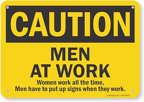 SmartSign -S-6182-PL-10 Cartel divertido "Precaution - Men at Work"  Plástico de 7 x 10 pulgadas