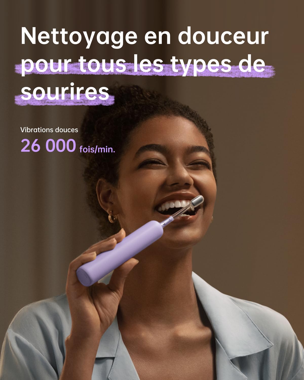 Laifen Wave Special Brosse À Dents Électrique Sonique Pionnière 60° Oscillation Vibration Autonomie 50 Jours 2 Têtes de Brosse Étanchéité IP68 Acceptée par l’ADA pour Voyage (Édition Spéciale Lavande)