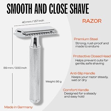 Men Rock The Double Edged Razor - Stainless Double Edge Safety Razor Blade - Mens Accessories - Mens Face Care - Beard Care - Barber Supplies - 6 Pc