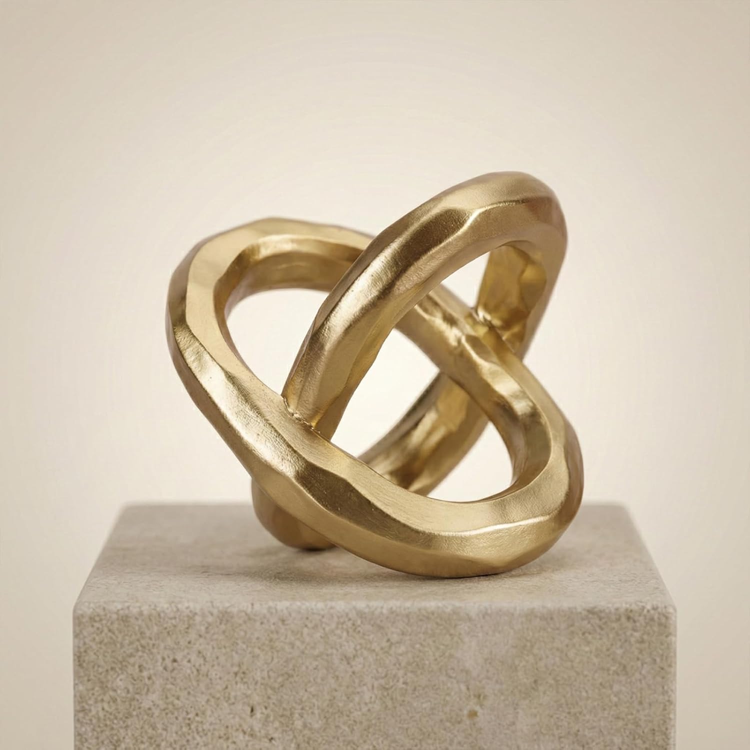 LCCCK Gold Knot Decor for Coffee Table, Modern Geometric Sculpture TV Stand Decor Accent, Gold Statue Infinite Knot for Bookshelf Entry Table and Living Room Home Decorations Objects