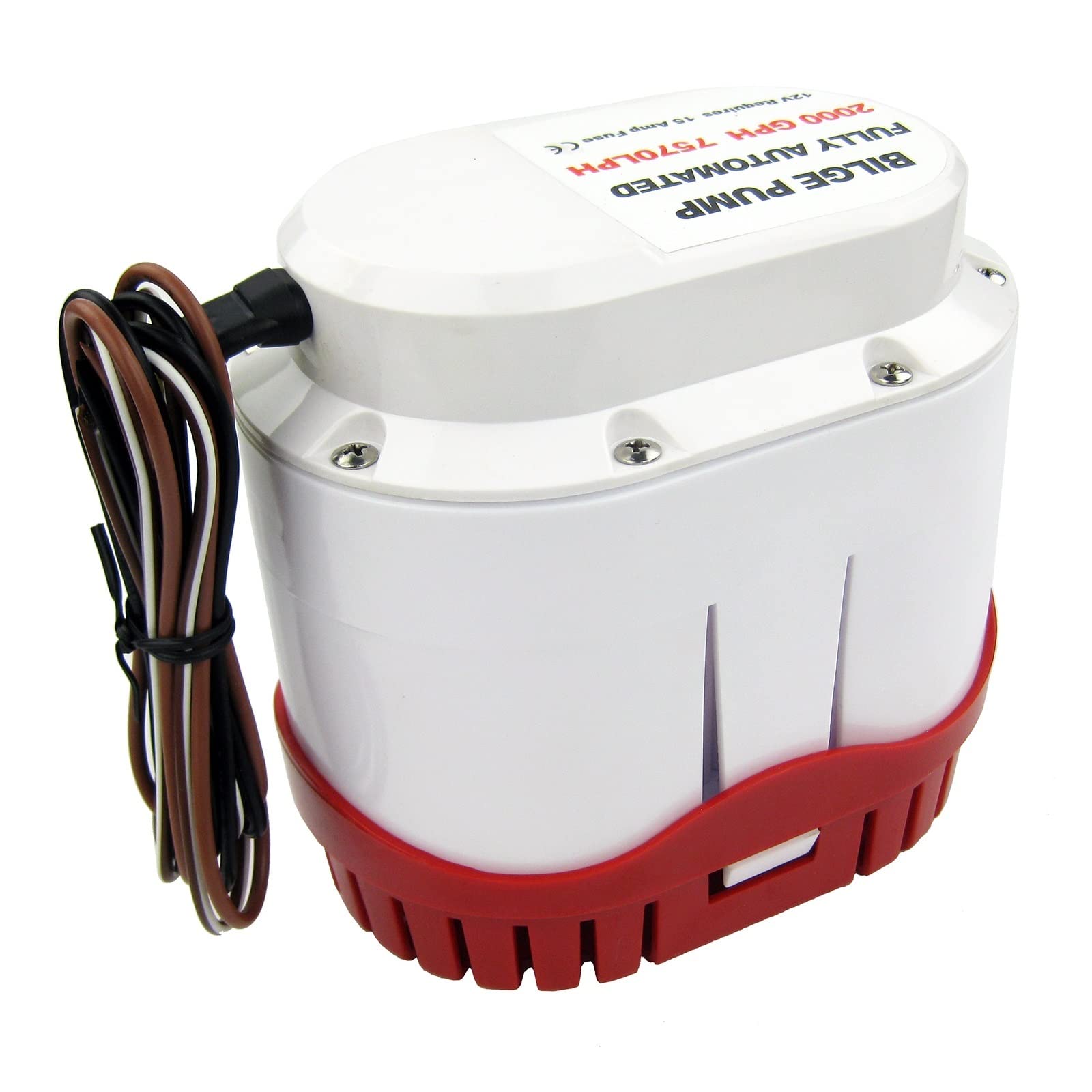 Bomba sumergible pequeña ajustable Bomba de achique automática for barco, 2000 GPH, bomba agua marina, 12 V, interruptor flotador incorporado