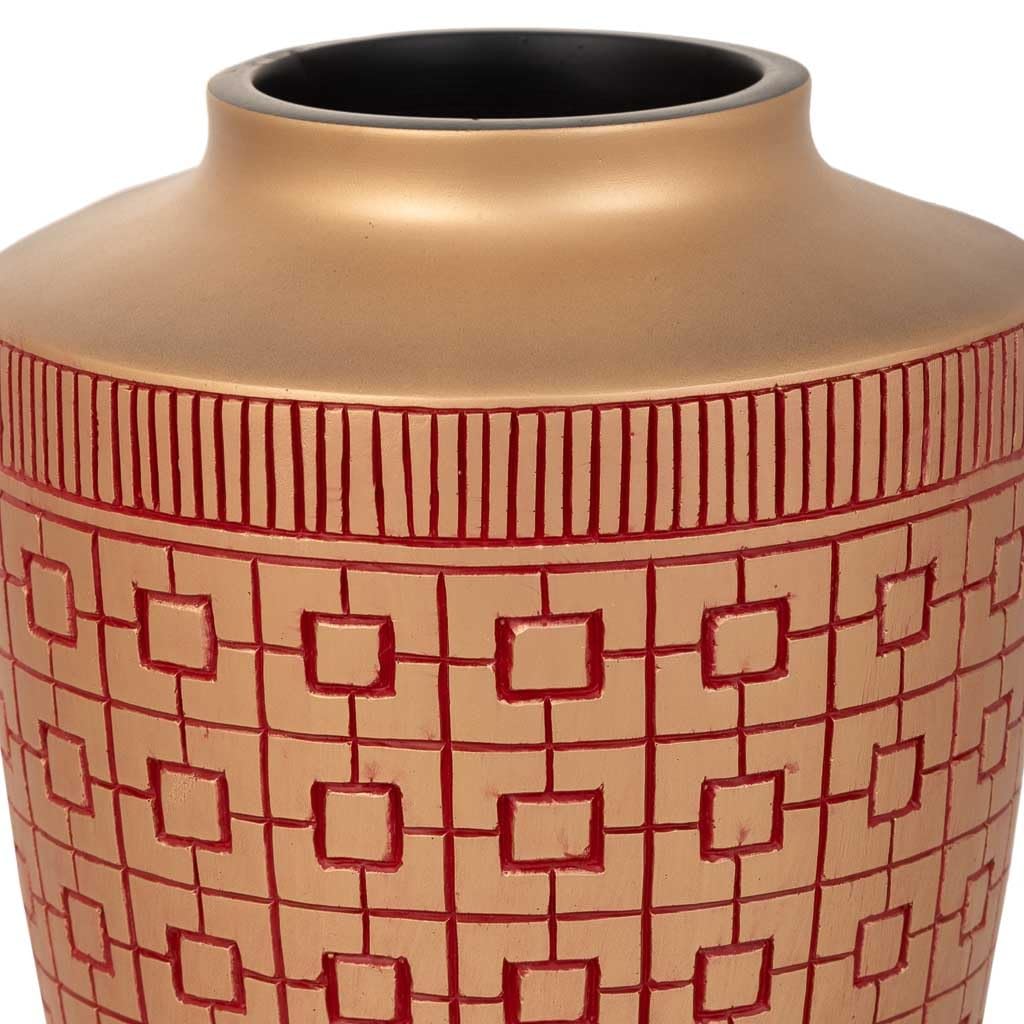 WANDERLUST DECO Jarrón de poliresina Rojo 18x18x24