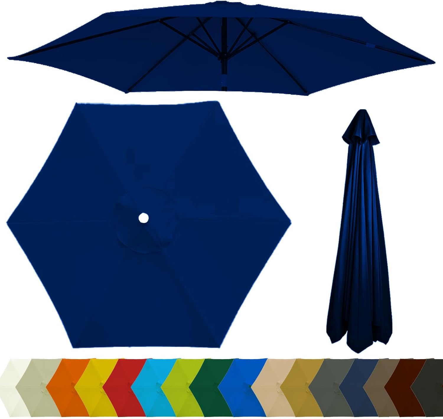 Patio Umbrella Replacement Canopy Square Cantilever Top Cover Outdoor,Replacement Parasol Canopy 200CM 270CM 300CM Waterproof UV Resistant Garden Umbrella Cover with 6 Arms Durable Patio Rep