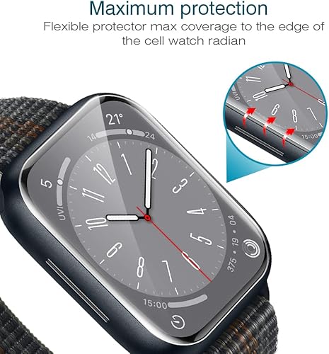 Miniatura 23 de LK Paquete de 8 protectores de pantalla para Apple Watch de 1.732 pulgadas Series 6/5 SE2 [película suave mejorada] [autorreparación] película