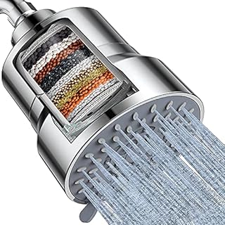 Filtered Shower Head, 3 Modes High Pressure Shower Head with 15 Stage Hard Water Shower Filter Cartridge for Remove Chlorine and Harmful Substances