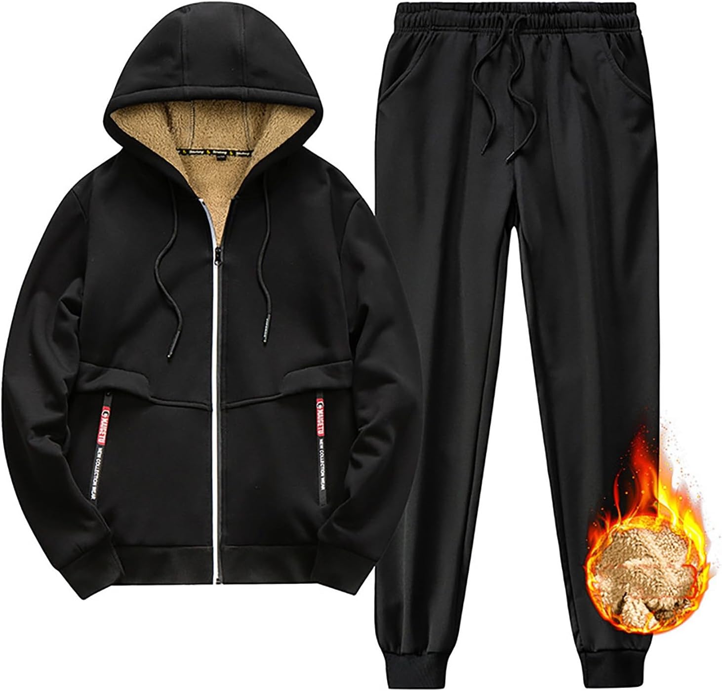 Joggers for Women Set Winter Thicken Fleece Lined Hoodies and Pants Outdoor Athletic Sets Ladies 2 Piece Sweatsuits