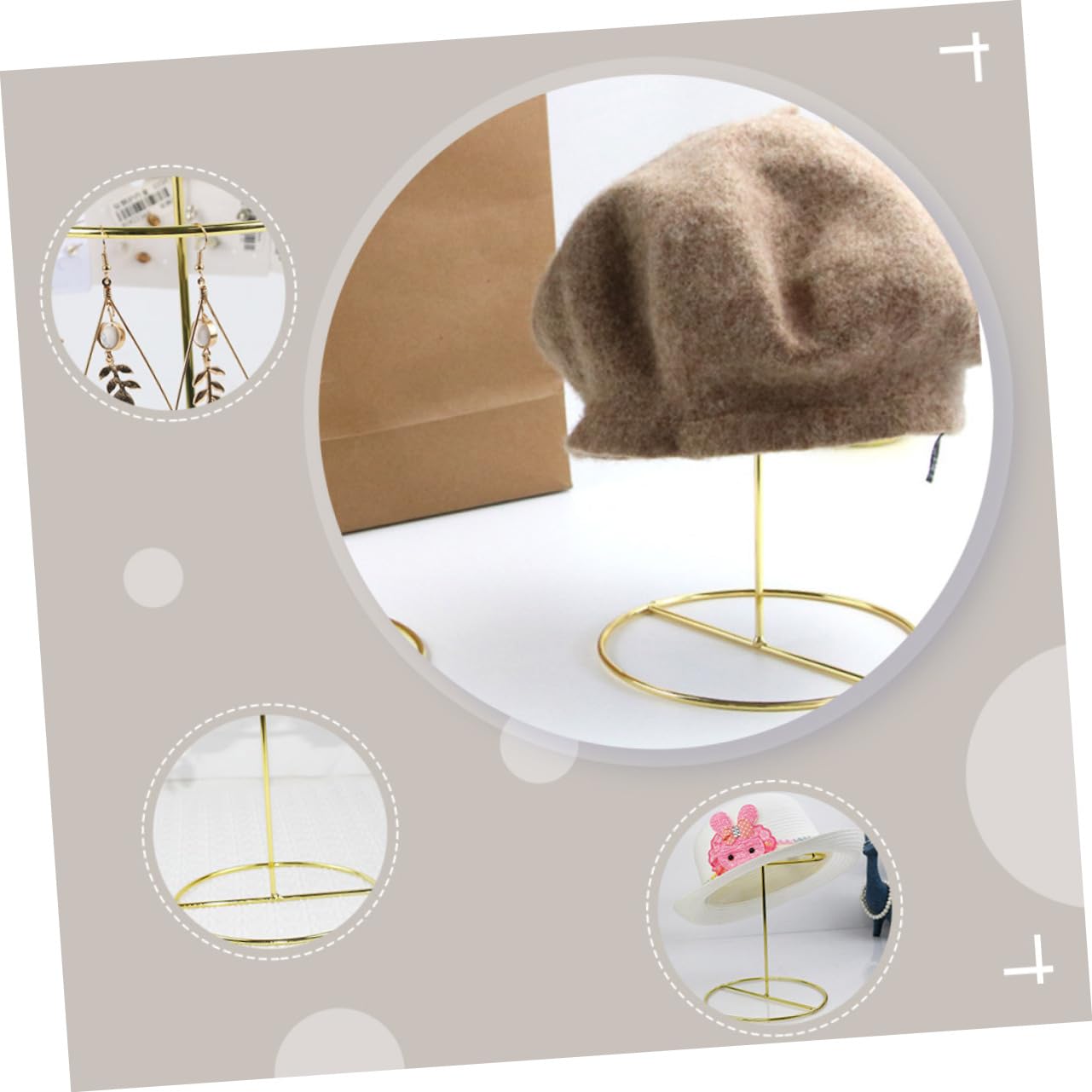 Cabilock 1 Pc Colgador De Sombreros Grifos De Baño Perchero Para Sombreros Pantalla De Mesa Titular De La Joyería Sombrero Decorativo Confiable Metal De Múltiples Fines Percha