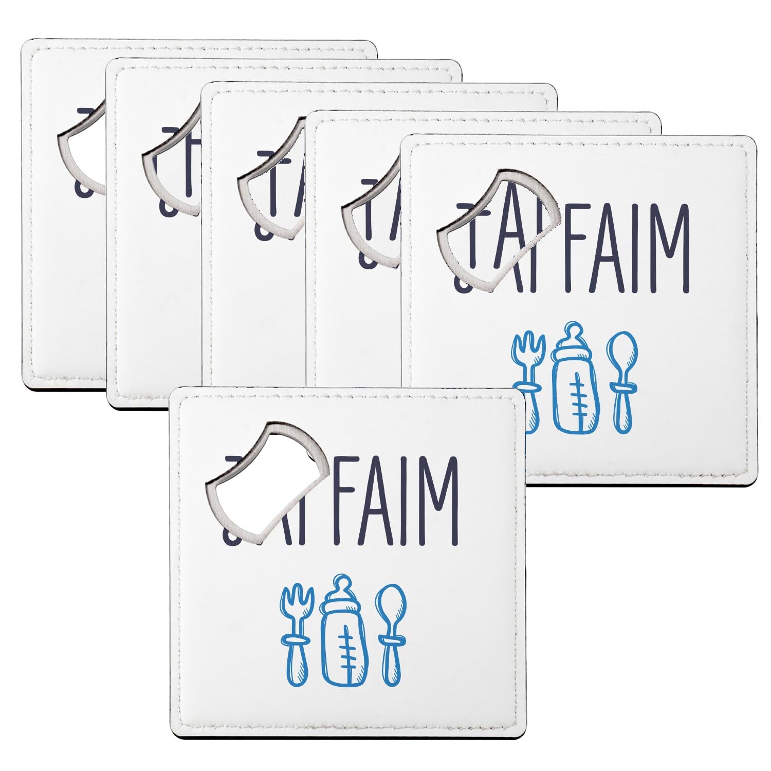 Sous verre décapsuleur J'Ai Faim Biberon Bébé Mignon, dessous de verre original lot de 6