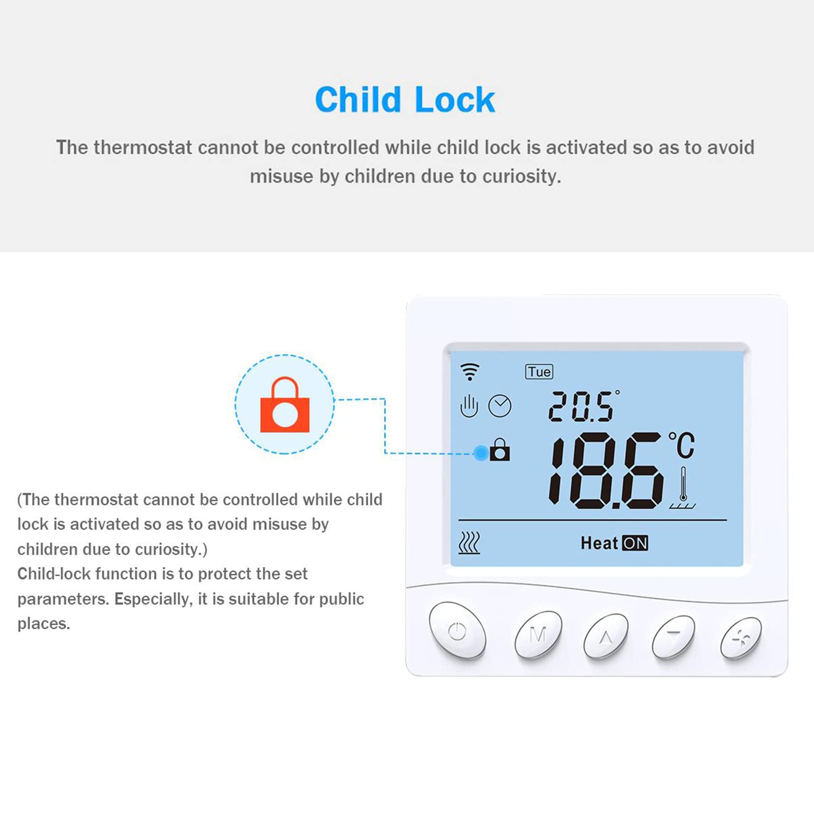 Thermostat programmable domestique 16A avec WIFI Chauffage électrique avec écran