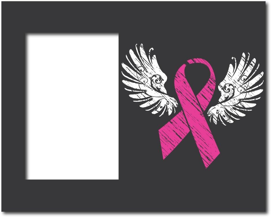 VictoryStore Gift Frame - Breast Cancer Awareness Picture Frame #5 - Pink Ribbon with Wings - Holds 4 inches X 6 inches Picture