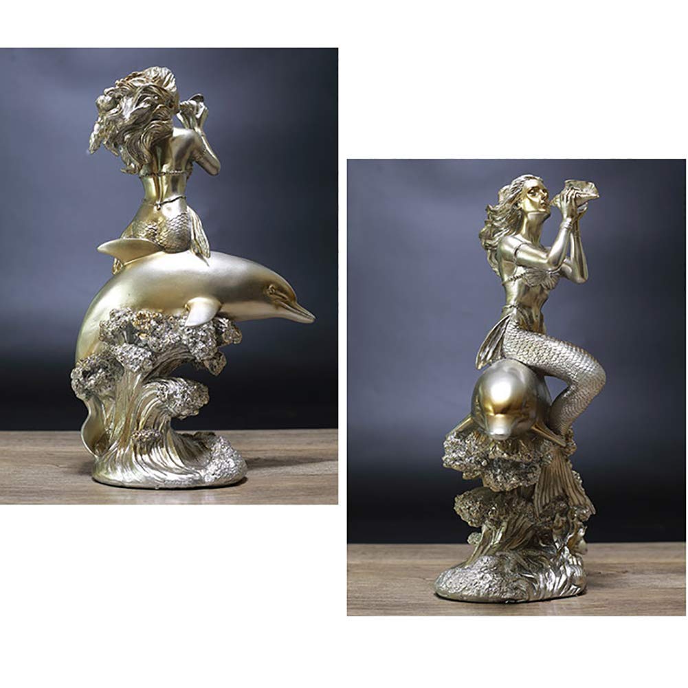 魚に乗る人物像 置物 Amazon.co.jp: コンクに乗る人魚像置物樹脂アートディスプレイ彫刻