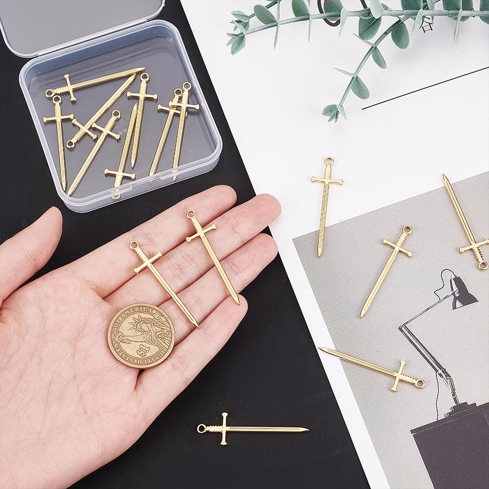 UNICRAFTALE 15pcs Light Gold Bookmark Charm Sword Pendants 201 Stainless Steel Dagger Shape Charms Metal Punk Bracelets Charm for DIY Jewelry Making 45mm Long - Image 4