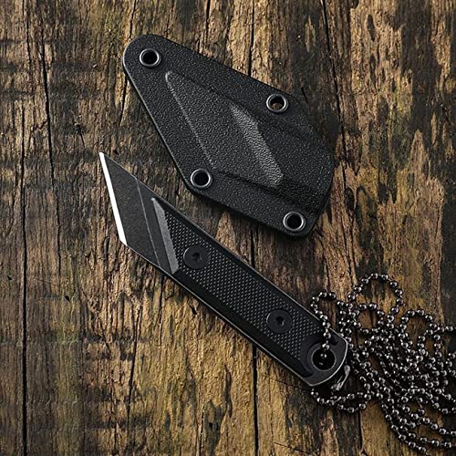 Holyedge Tactical Pocket Knives Full Tang Fixed Blade Knife,G10 Handle Edc Tool Neck Knife For Outdoor, Camping, Hiking, Fishing With Chain And Kydex Sheath (Black) #TOP3