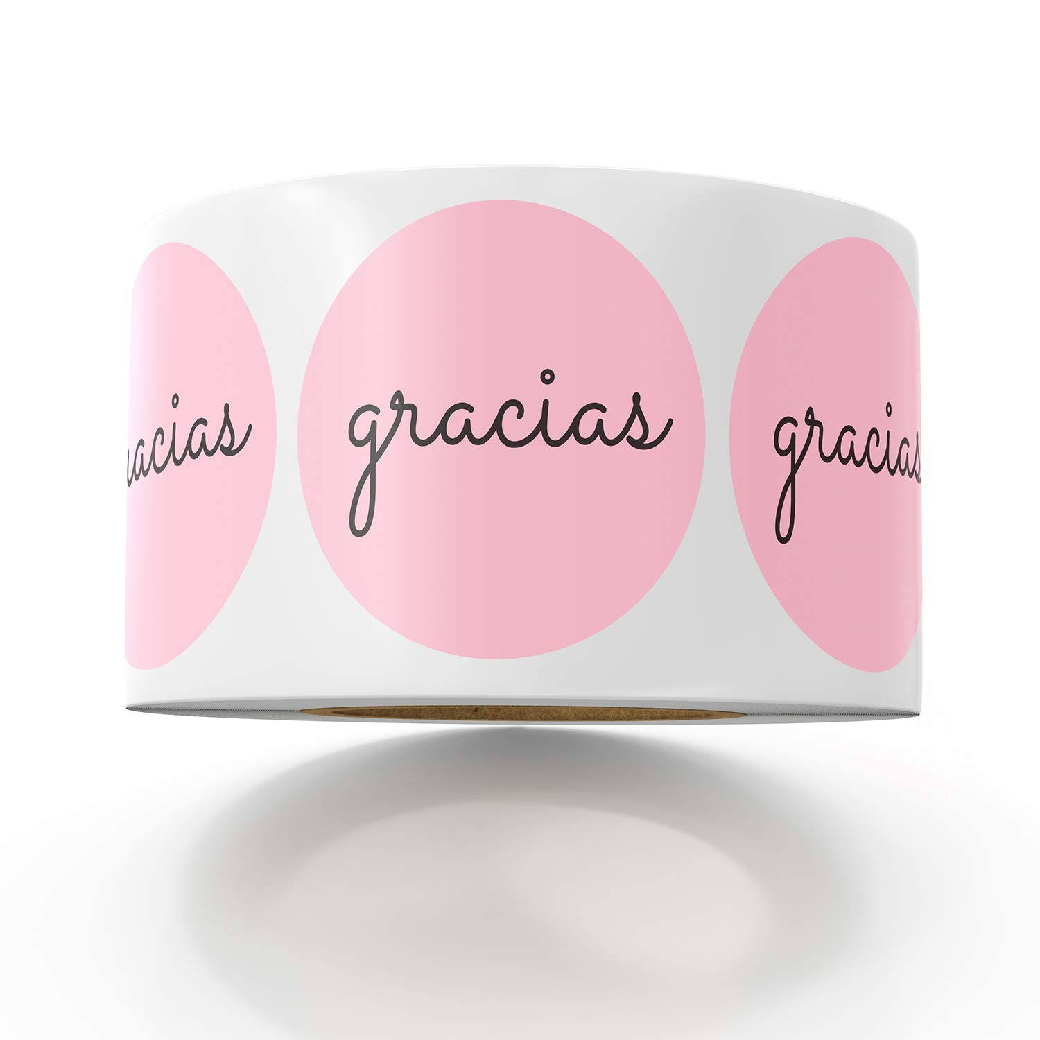 Sweetzer & Orange Pegatinas de Gracias con Letras en Negro - 500 Etiquetas Rosa con Papel Cristalino - Para Regalos de Cumpleaños, Navidad, Bolsas de Compra, Paquetes de Galletas, Jabones - 1,5"