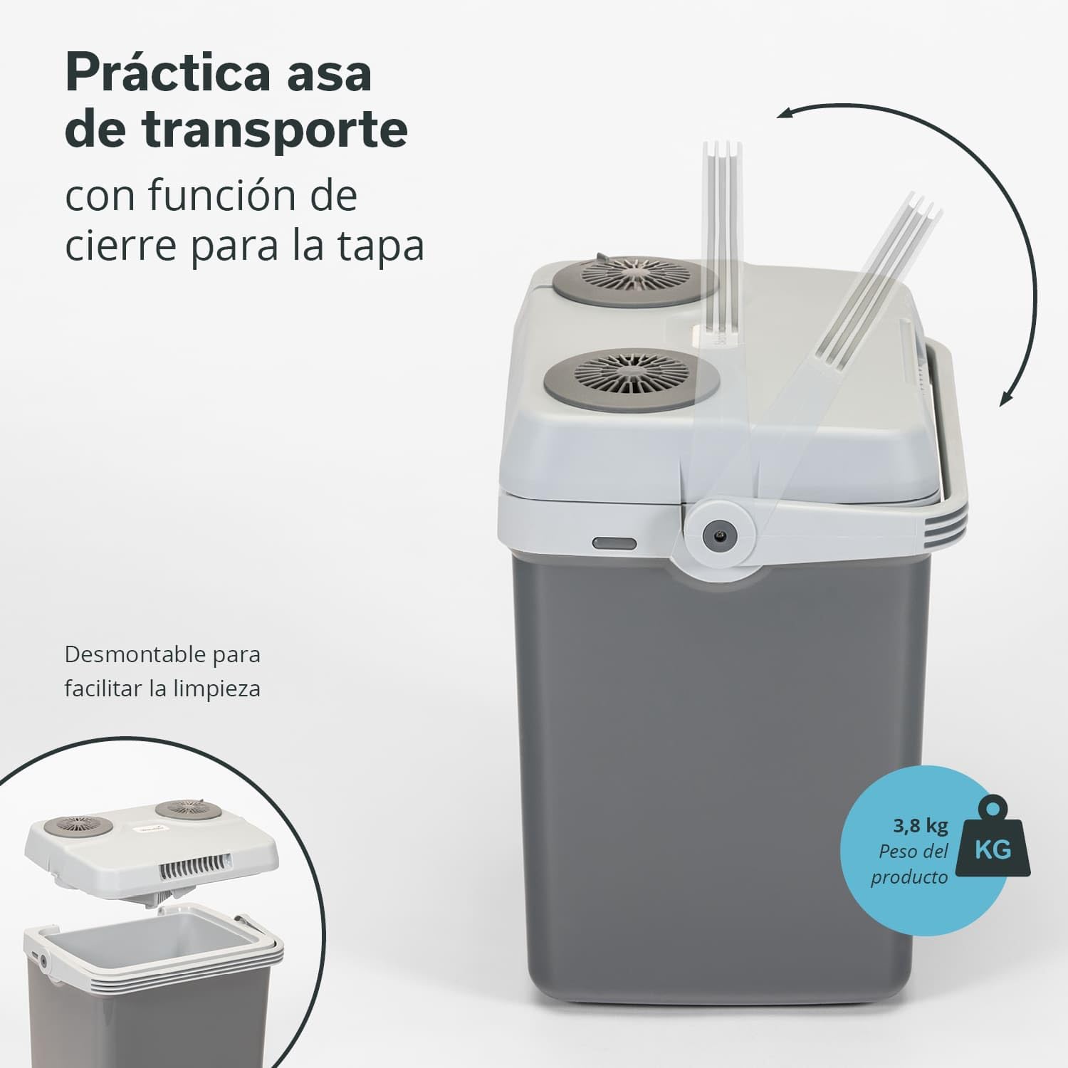 skandika Nevera portátil eléctrica Leira 19L| para coche y enchufe eléctrico, 12V, 220-240V, función enfriar y mantener caliente | nevera para coche, camping, festival, picnic