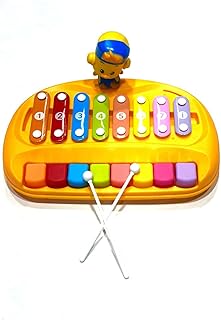لعبة اكسيليفون موسيقية للأطفال، 8 مفاتيح ملونة، 2 مطرقة، بيانو تعليمي للأطفال