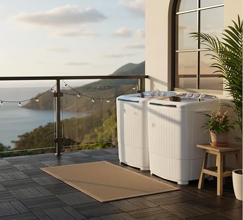 Miniatura 7 de Lavadora portátil, capacidad de 18 libras, lavadora y secadora combinada para hogares y apartamentos, lavadora de lavandería de doble tina con ciclo
