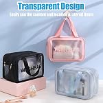 Travel Toiletry Bag,Large Clear Makeup Bag,Cosmetics Bag,Transparent Skin Care Bag for Toiletries,Waterproof & Draining Make up Bags,PVC Toiletry Organizer Thickened Wash Bag for Women Men (Black)