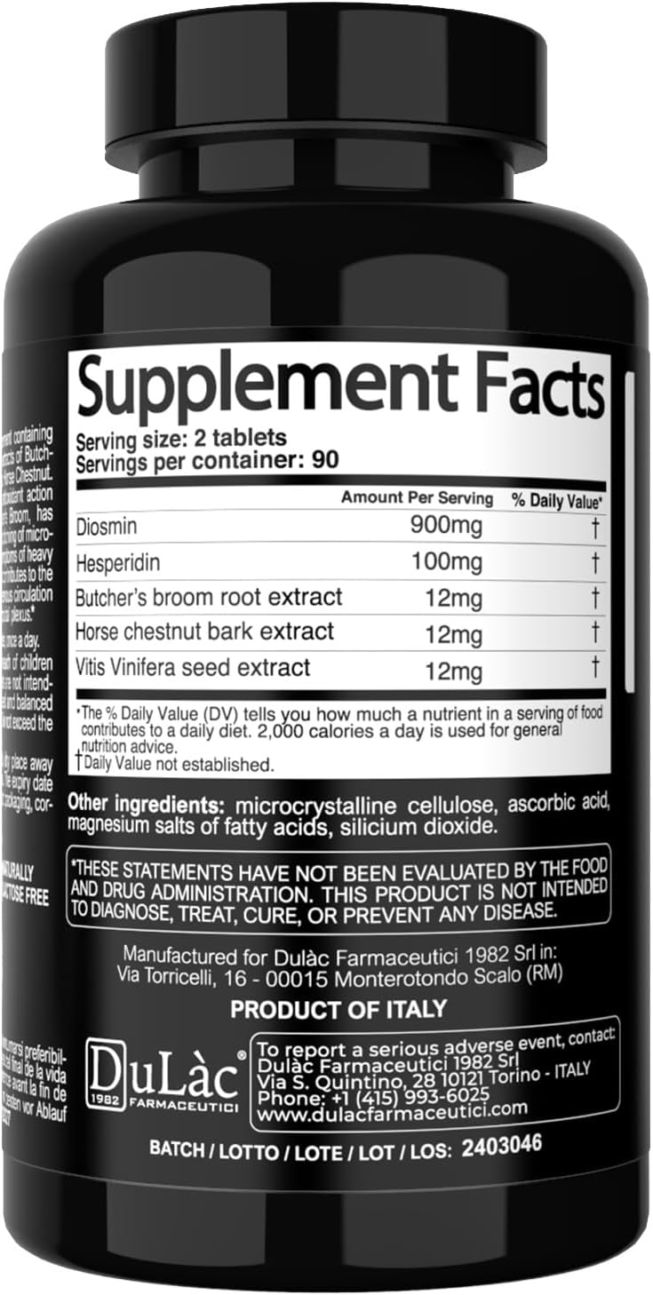 Dulàc - Diosmin Hesperidin 1000mg Dietary Supplement 180 Tablets, Enriched with Horse Chestnut Extract and Butchers Broom - Image 4