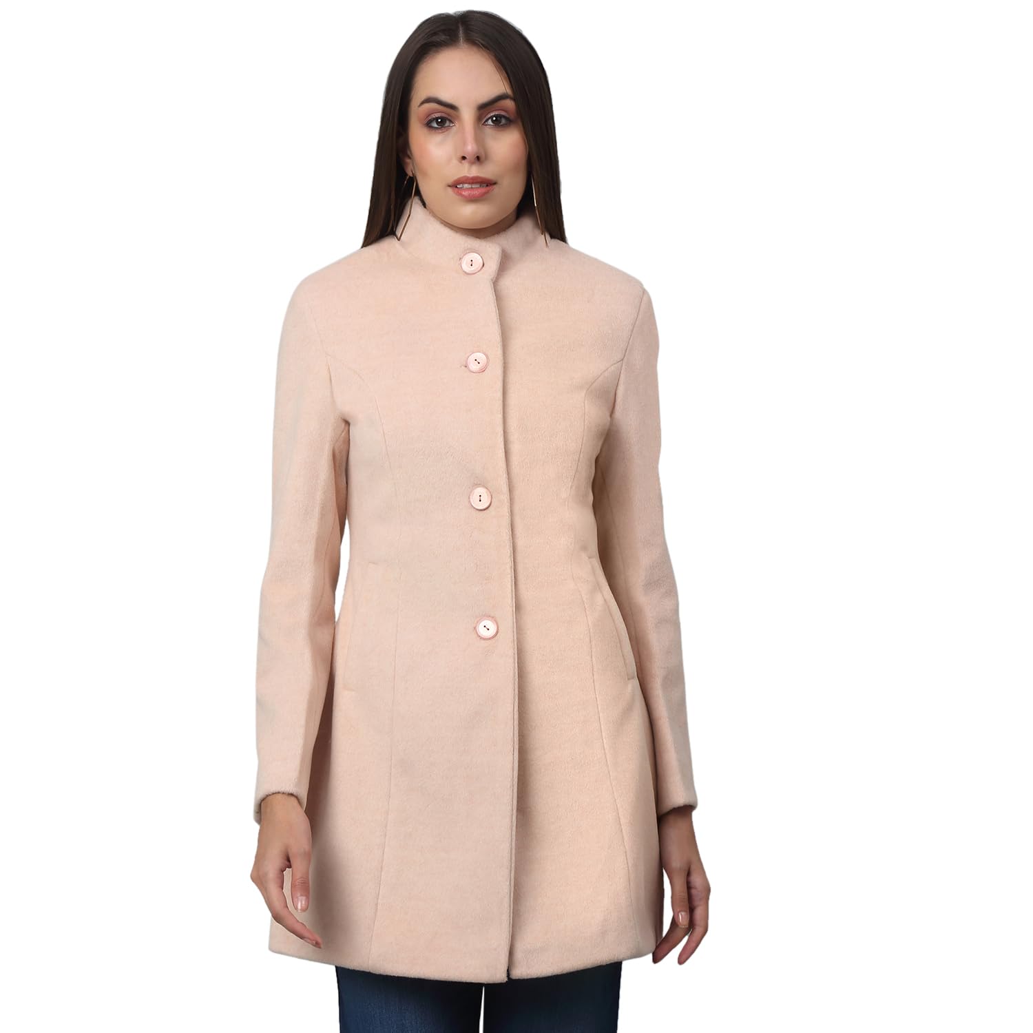 cantabil Solid Pink Full Sleeves Regular Fit Women Casual Long Coat | Casual Winter Long Coat for Women | Ladies Long Coat for Winter Wear (P_LLOC00026)-picture-22