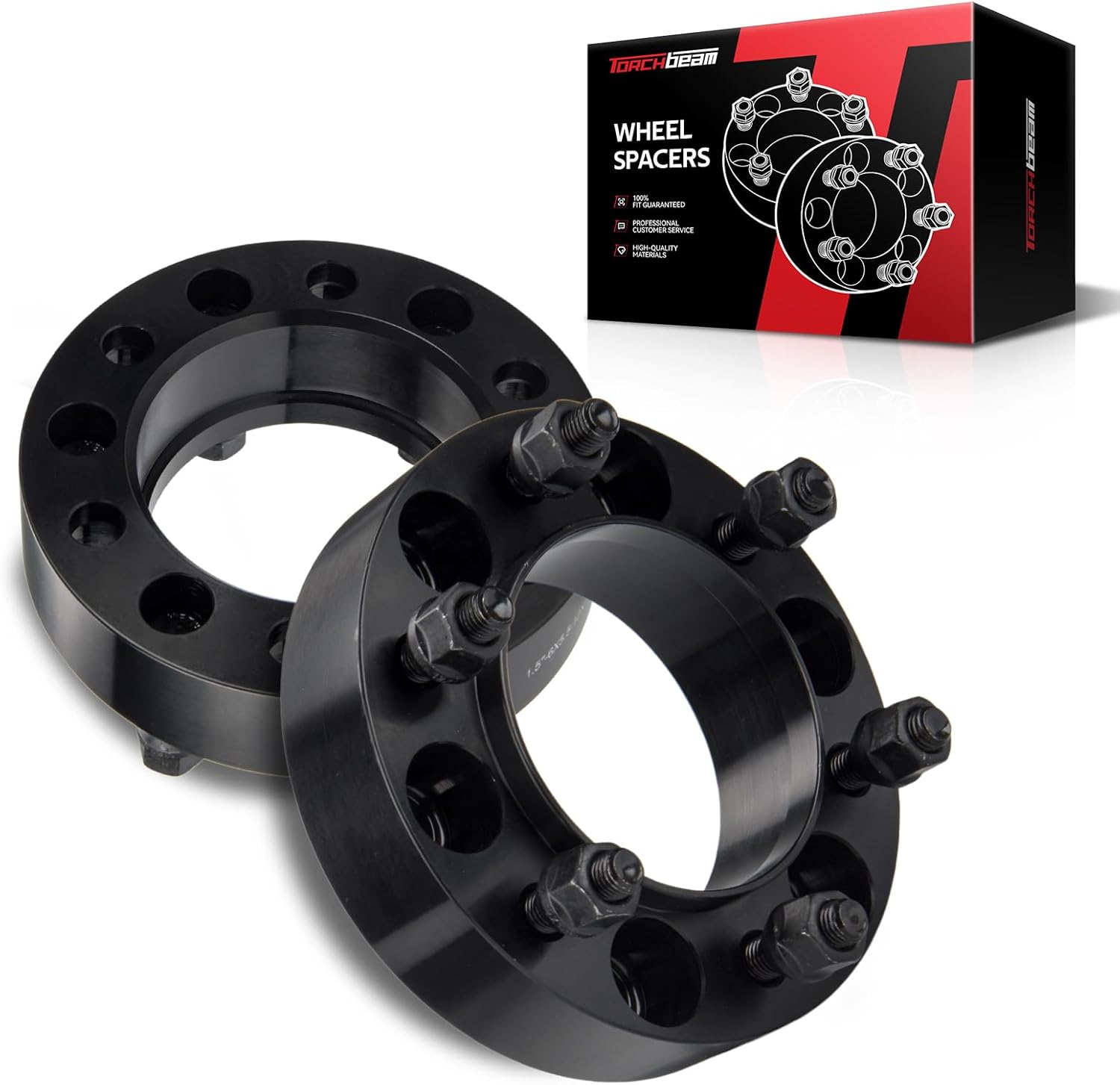 Torchbeam 6x5.5 1.5 inch Wheel Spacer for Tacoma, 4Runner, FJ Cruiser, Tundra, GX460, Sequoia, GX470, T100, Pickup, Land Cruiser, LX450, 106mm Center Bore & M12x1.5 Studs