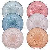 Khen Glass Hobnail Colored Plates | Set of 6 | Natural Colors 10.6' Dinner or Charger Plate - Dessert, Charger, Appetizer Plate, Snack, Fruit | Vintage Art Deco Hand Wash Housewarming Gift